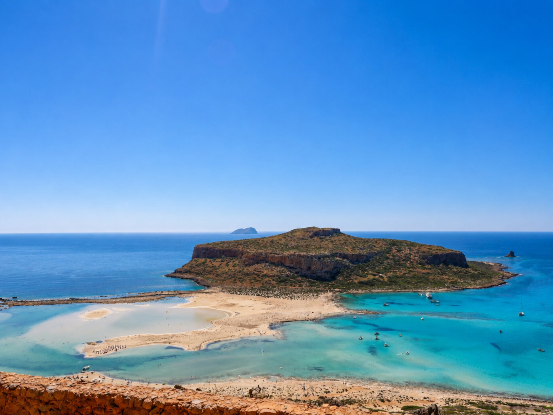 Panoramic view of Balos Lagoon in western Crete